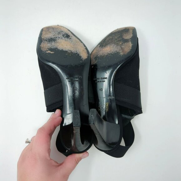 Vintage Helmut Lang Heels 9.5 Black Open Toe - Picture 10 of 13